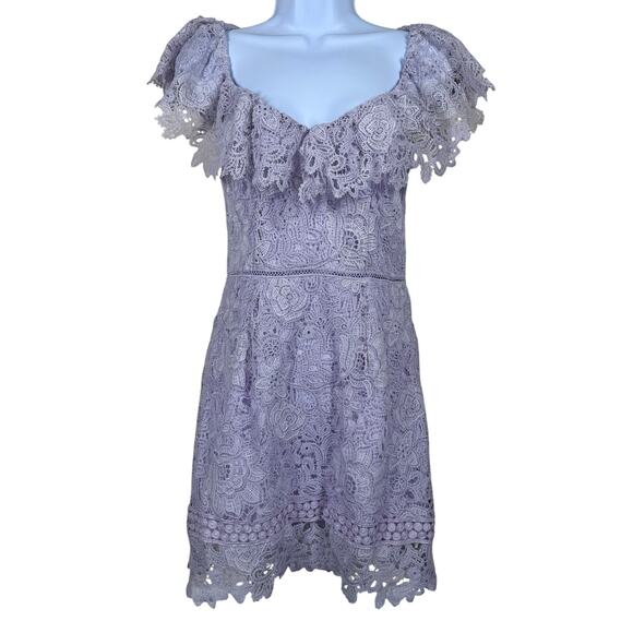 Saylor Adowa Lace Ruffle Mini Dress Women’s‎ Size Small Lavender Romantic Pastel - Picture 3 of 15